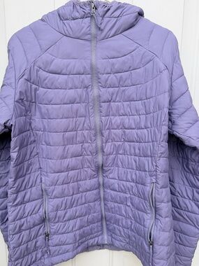 Columbia Omni-Heat Hooded Puffer Jacket Women XL Lavender Lightweight Zip Coat